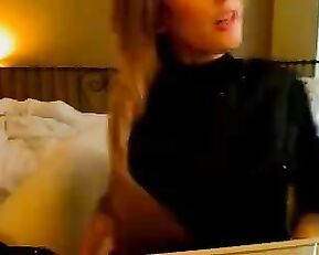 Sexy milf blonde teasing huge tits webcam show