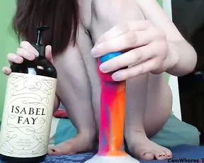 Two people have a blast on bed