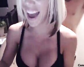 Sex bomb blonde couple blowjob and sex webcam show