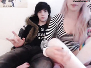 Busty teen with BF free teasing in bed webcam show