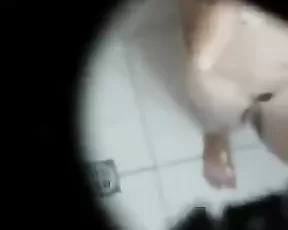 Naked milf brunette with small tits in shower webcam show