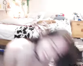 Beauty teen brunette teasing natural nude tits webcam show