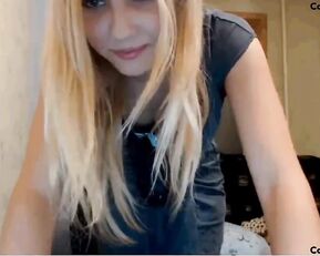 GentleFlower slim beauty blonde teen in stockings fingering webcam show