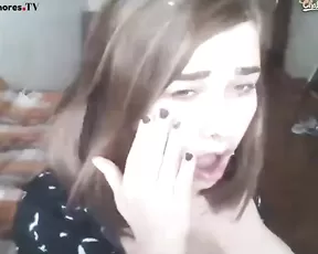 Sexy juicy teen with big tits teasing webcam show