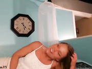 Sexy blonde play with natural tits webcam show