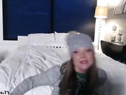 Sexy redhead teen teasing in underwear webcam show