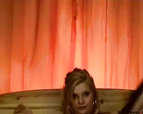 BOOBSPLAY juicy mature blonde in bed teasing webcam show