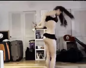 Sexy teen blonde dancing in underwear webcam show