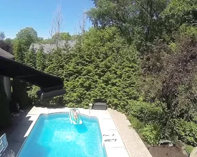 Naked girl in pool webcam show