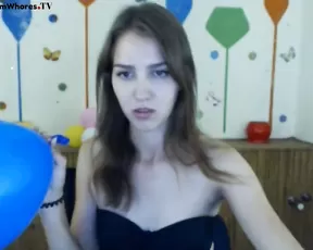 Slim sexy teen play with ball webcam show