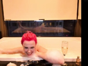 Stroking his hard dick outdoors